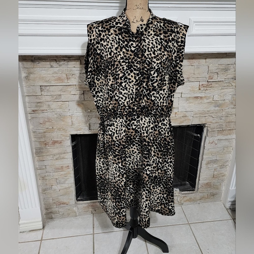 Speed control leopard print pocket mini dress plus size 3X
